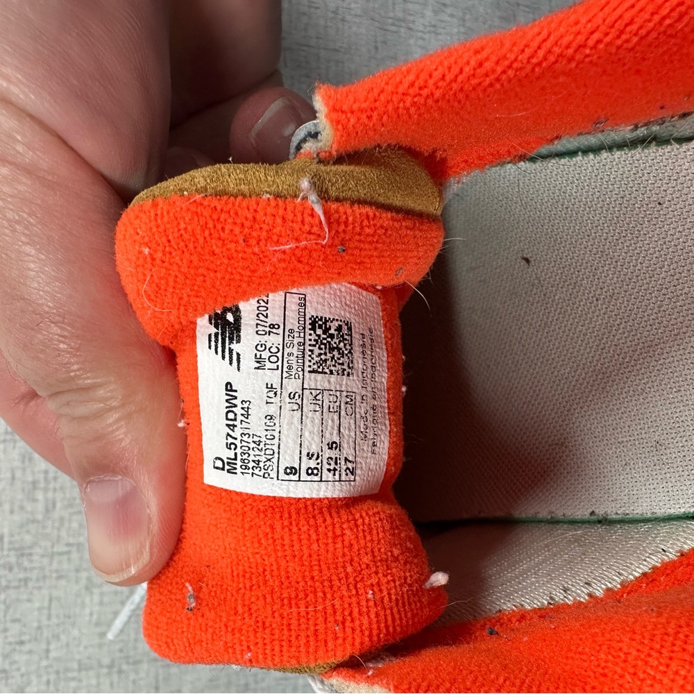 New Balance 574 with Orange and Tan Accents - Picture 8 of 8